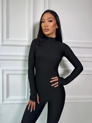 Salopetă modelatoare neagră MILLA, cu croială mulată și decolteu în V - Img 2