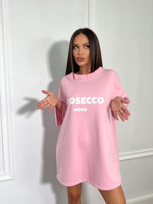 Tricou cu imprimeu PROSECCO MOOD roz