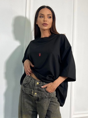 Tricou DRAMA QUEEN tip oversize negru