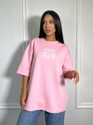 Tricou KINDNESS oversize roz