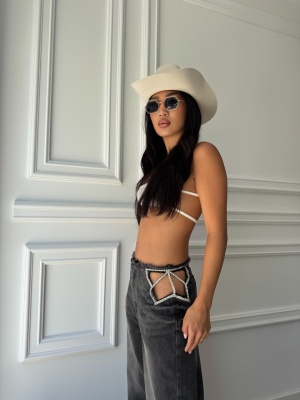 Blugi ASPEN cu strasuri gri inchis