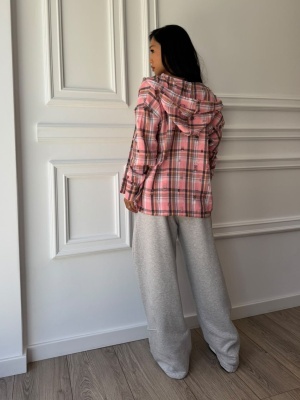 Pantaloni LYSANDRA wide leg, gri, cu croială lejeră și cusături decorative - Img 2
