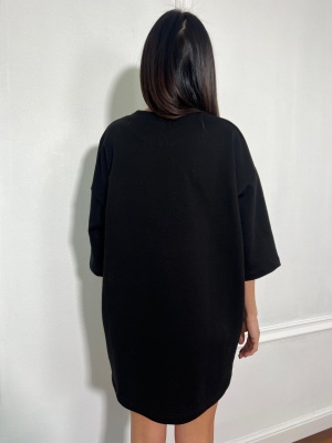 Tricou cu imprimeu tip oversize RELEASE negru - Img 2