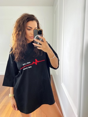 Tricou ONE CHANCE oversize negru