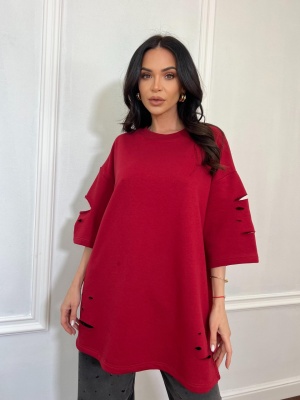 Tricou tip oversize JULIA roșu