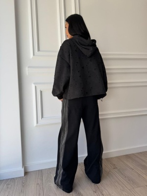 Bluză LEILA, tip oversized, cu aplicație din paiete și buzunar tip denim - Img 6