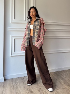 Cămașă AURORA în carouri, cu design patchwork și mâneci detașabile - Img 3