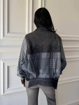 Cămașă ELLA, oversized, în carouri și dungi, cu design reversibil și croială versatilă - Img 4