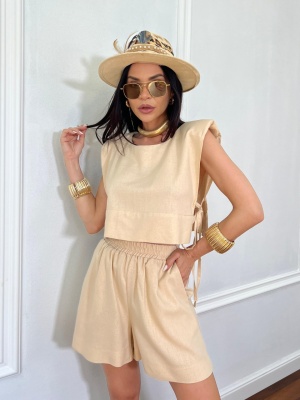 Compleu scurt, 2 piese, fara maneci ALEMONA bej
