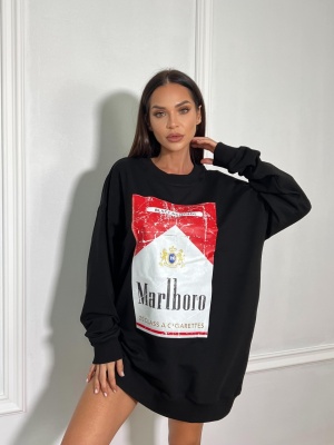 Hanorac MARLBORO tip oversize negru