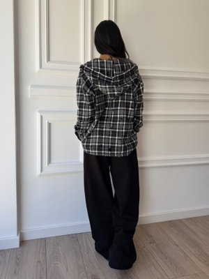 Pantaloni LYSANDRA wide leg, negri, cu croială lejeră și cusături decorative - Img 2