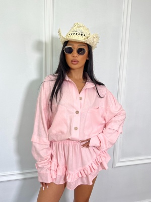 Rochie de in cu maneci largi MOANA roz - Img 2