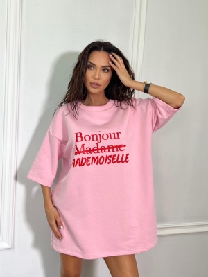 Tricou MADEMOISELLE tip oversize roz