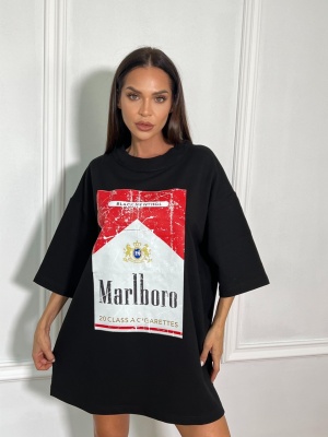 Tricou MARLBORO tip oversize negru - Img 1