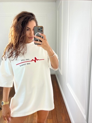Tricou ONE CHANCE oversize alb