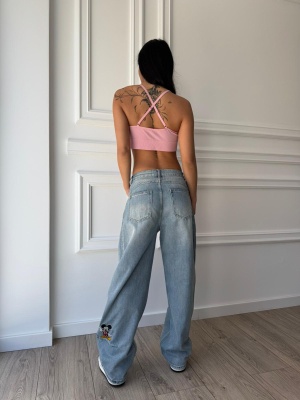 Blugi CASSIE, cu croială wide-leg și talie înaltă - Img 3