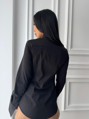 Cămașă DOLCE, off-black, feminină, elegantă și ușor cambrată - Img 2