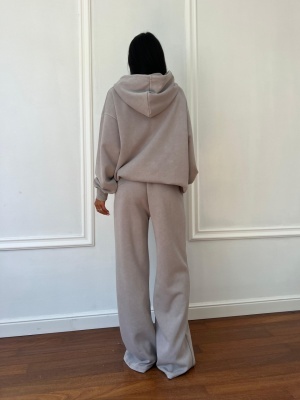 Compleu lung, 2 piese, bluză și pantaloni tip oversize ALEXIS gri - Img 2