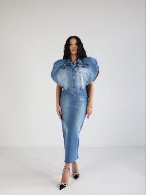 Fusta Lilly denim albastra