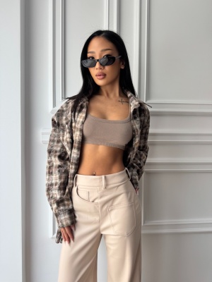 Pantaloni din piele eco MANTIS, cu talie înaltă și croiala elegantă