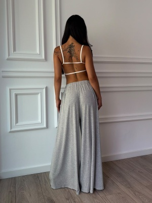 Pantaloni MANON, gri, cu croială foarte amplă și talie elastică - Img 2