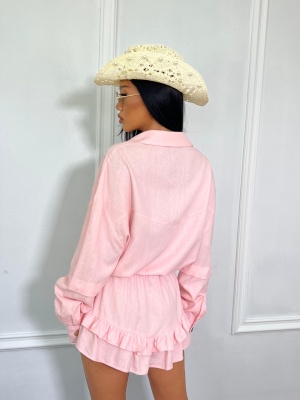 Rochie de in cu maneci largi MOANA roz - Img 3