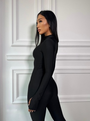 Salopetă modelatoare neagră MILLA, cu croială mulată și decolteu în V - Img 3