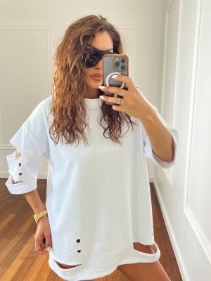 Tricou ALEXA tip oversize alb