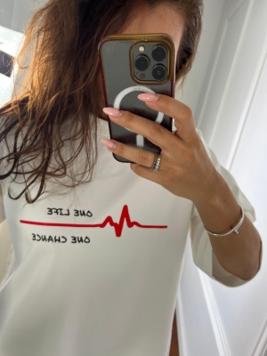 Tricou ONE CHANCE oversize alb - Img 2