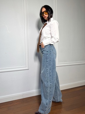 Blugi cu talie înaltă AILEEN, tip oversized - Img 3