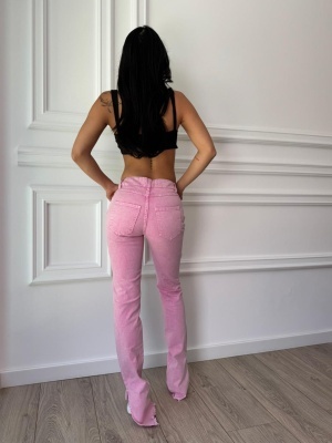 Blugi skinny KASSIANA roz, talie înaltă, tiv decupat și vibe urban modern - Img 3