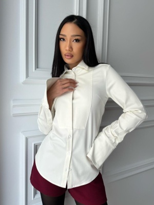Cămașă DOLCE, off-white, feminină, elegantă și ușor cambrată