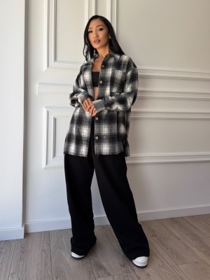 Cămașă ZITA în carouri, cu croială oversized și design modern - Img 4