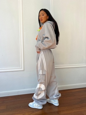 Compleu lung, 2 piese, bluză și pantaloni tip oversize AMARIS gri - Img 3