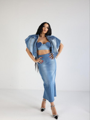 Fusta Lilly denim albastra - Img 2