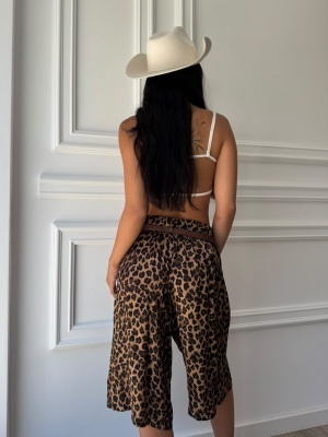 Fustă-pantalon JULIE, leopard, cu talie înaltă și curea inclusă - Img 2