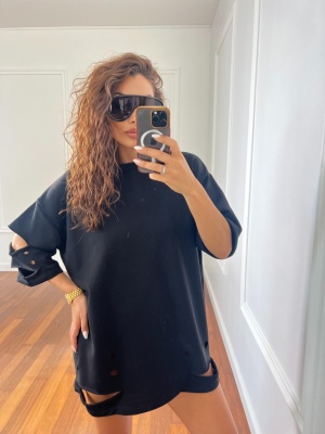Tricou ALEXA tip oversize negru
