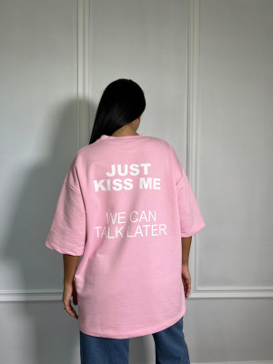 Tricou Just Kiss oversize Roz