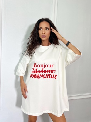 Tricou MADEMOISELLE tip oversize alb