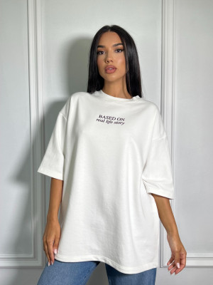 Tricou Real Life oversize Alb