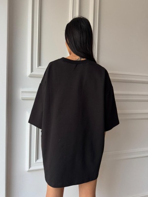 Tricou tip rochie oversized SAREENA, cu print corset, super statement, sexy-cool - Img 2