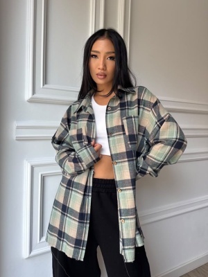 Cămașă ALESSIA, cu imprimeu în carouri și croială oversized