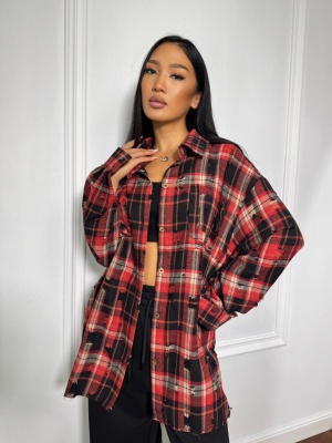 Cămașă casual CASSIE, cu mâneci lungi, tip oversized burgundy
