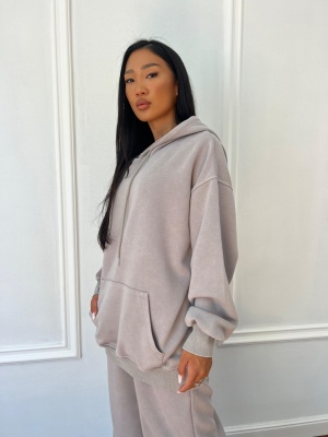Compleu lung, 2 piese, bluză și pantaloni tip oversize ALEXIS gri - Img 3