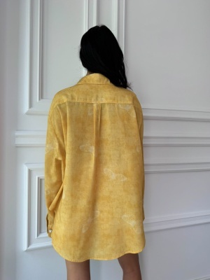 Compleu MIMOSA, cămașă lejeră și pantaloni scurți cu imprimeu delicat - Img 2