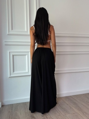 Pantaloni MANON, negru, cu croială foarte amplă și talie elastică - Img 2