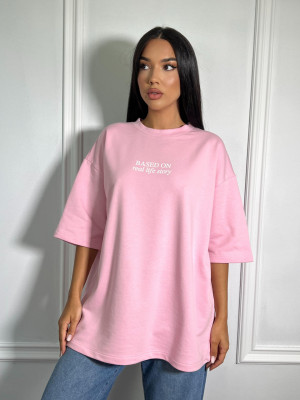 Tricou Real Life oversize Roz