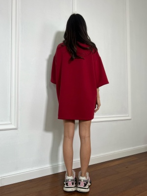 Tricou tip oversize MONEY MAGNET roșu - Img 2