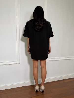 Tricou tip rochie, cu umeri structurați EIRINI negru - Img 3