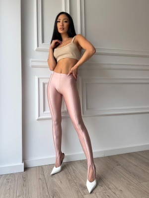 Colanți nude roze VIXEN, croială slim fit, pentru outfit exploziv